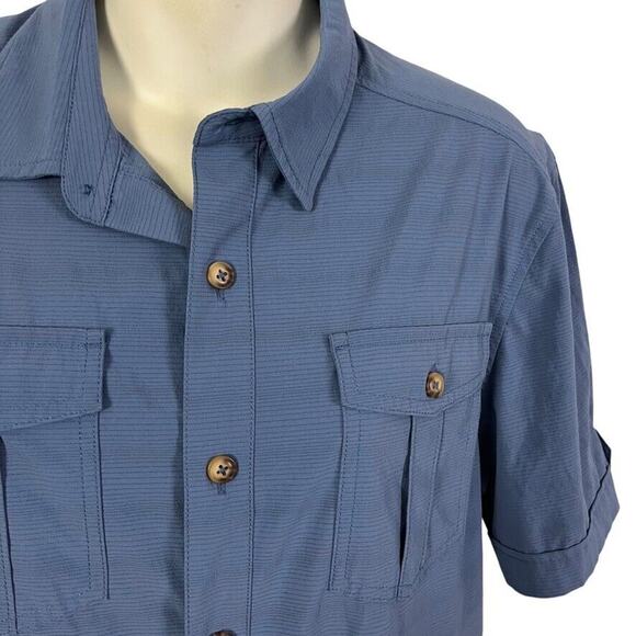 Zyia Active Womens Vented Button Down Short Sleeve Fishing Blue Shirt Top sz M - Picture 7 of 16